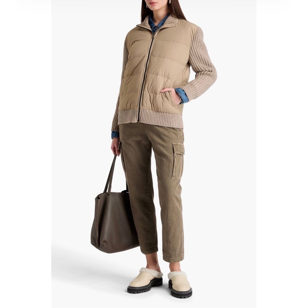 JAMES PERSE LA Quilted Shell Paneled WOOL CASHMERE Blend Jacket Tan Size 1 XS/S